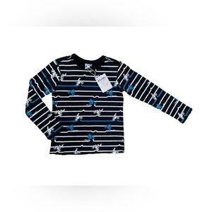 Art & Eden NWT Size 8 Long Sleeve Motorcycle Striped Shirt